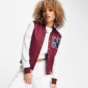 NIKE Red & White Sporty Retro Varsity Jacket, Size XS